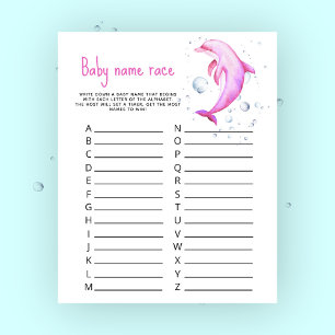 Papier Baby shower dauphin rose - Jeu de pari sur le nom 