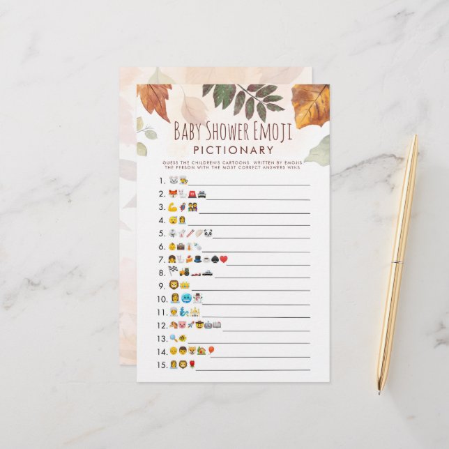 Papier Baby shower d'automne Folift Emoji Jeu (Devant/Arrière en situation)