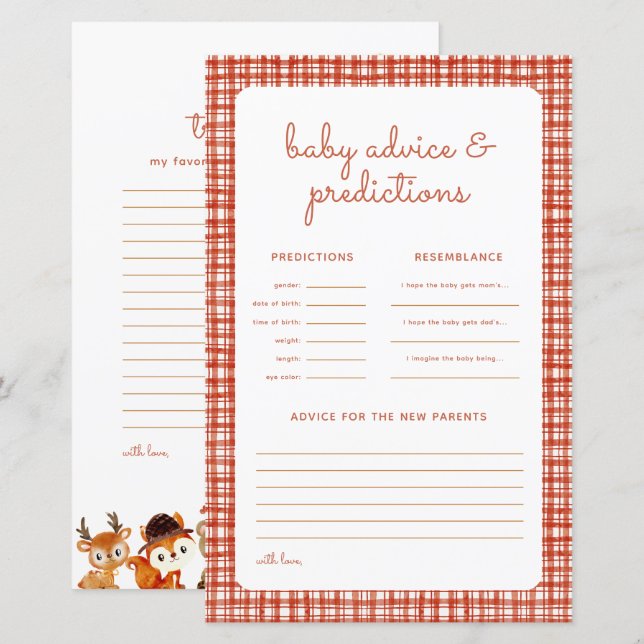 Papier Baby shower d'automne Jeux de prédictions de pique (Devant / Derrière)