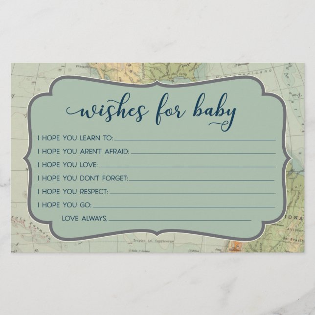 Papier Baby shower d'aventure - Voeux de jeu pour bébé (Devant)