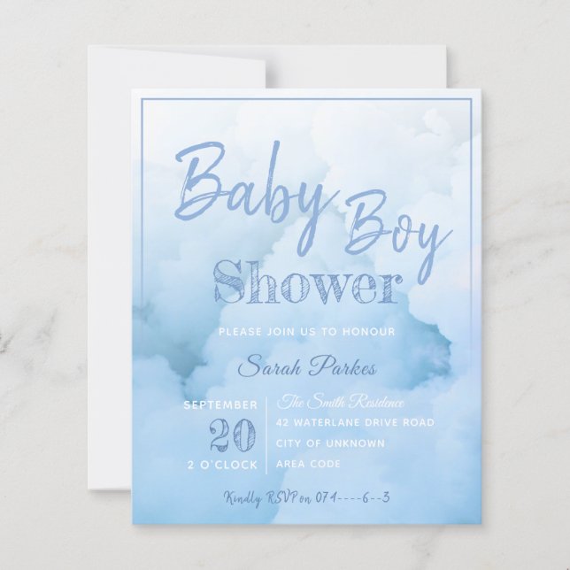Papier Baby shower de bébé Blue Cloud (Devant)
