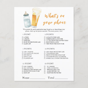 Papier Baby shower de bière - Ce qui est sur votre jeu de