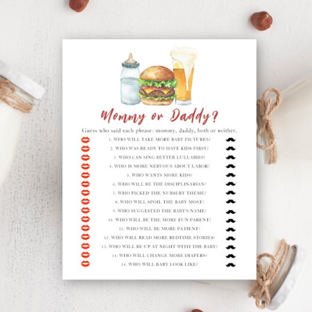 Papier Baby shower de bière - jeu maman ou papa (Créateur téléchargé)