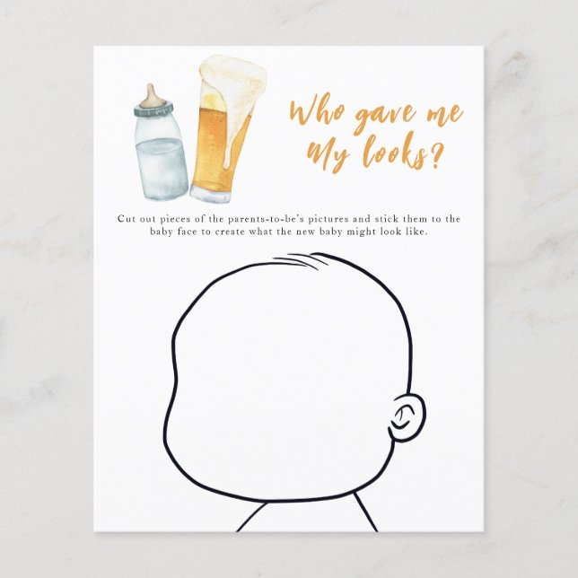 Papier Baby shower de bière - Qui m'a donné mes regards ? (Devant)