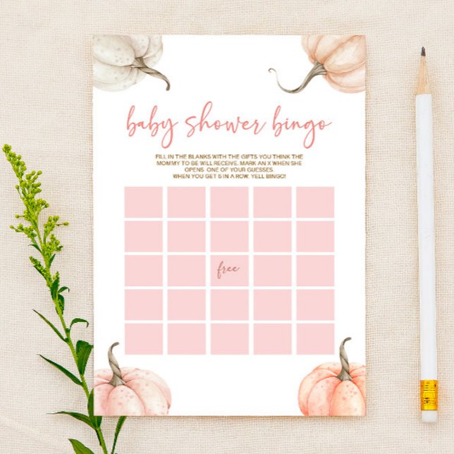 Papier Baby shower de Bingo d'automne Citrouille rose (Créateur téléchargé)
