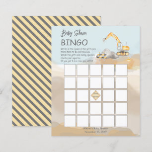 Papier Baby shower de bingo de l'excavateur de constructi