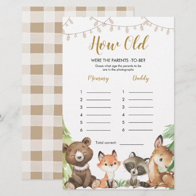 Papier Baby shower de bois Quel âge avaient les parents (Devant / Derrière)