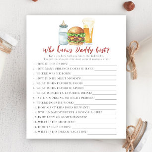 Papier Baby shower de brasserie - Jeu Qui connaît le mieu