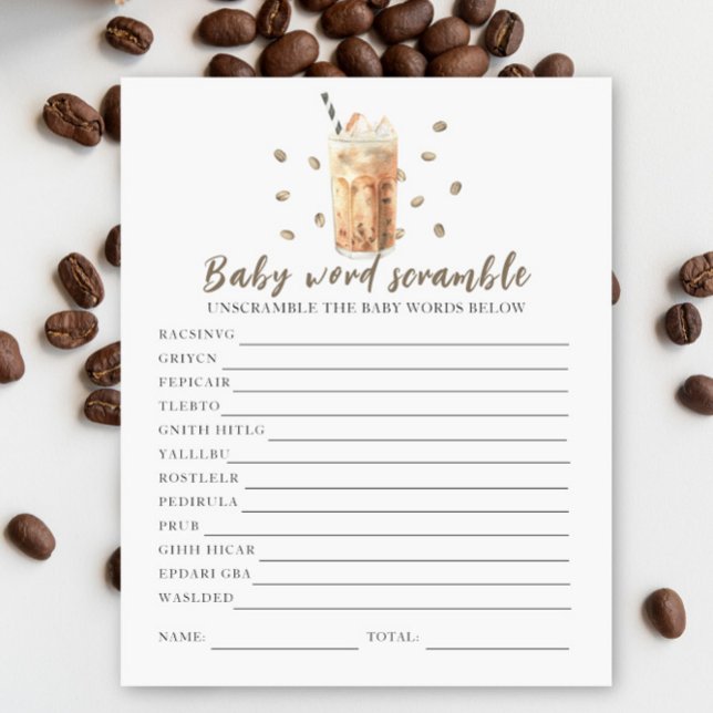 Papier Baby shower de café glacé - Bébé Mot (Créateur téléchargé)