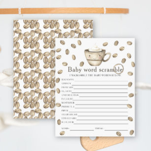 Papier Baby shower de café - Mot de bébé Scramble