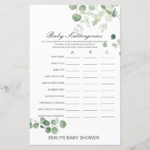 Papier Baby shower de catégories pour bébés Jeu IMPRIMÉ