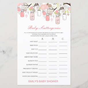 Papier Baby shower de catégories pour bébés Jeu IMPRIMÉ