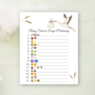 Papier Baby shower de cigogne émoji jeu pictionnaire