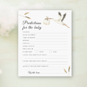 Papier Baby shower de cigogne Prédictions et conseils béb