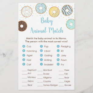 Papier Baby shower de Donut bleu jeu de correspondance an