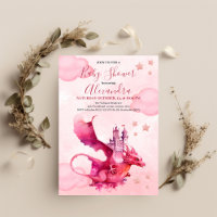 Baby shower de dragon rose aquarelle budgétaire