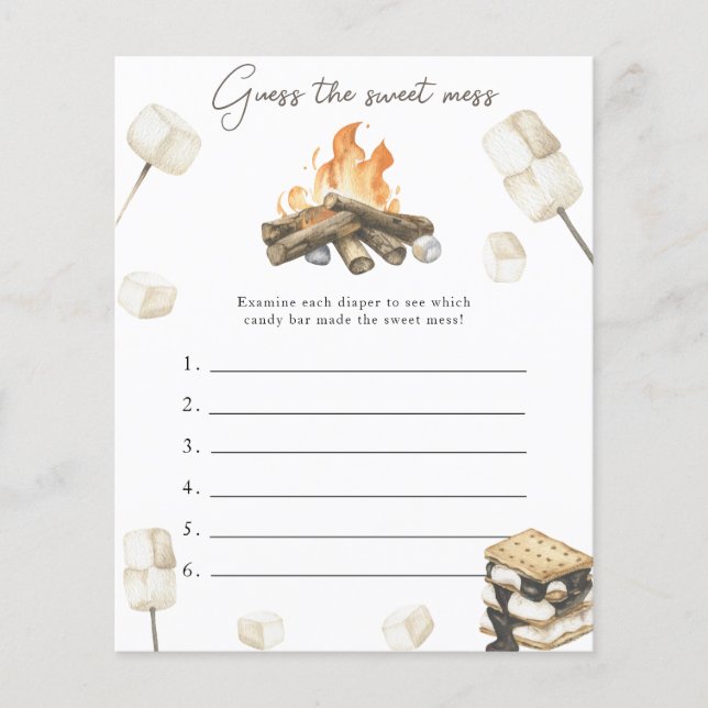 Papier Baby shower de feu de camp Guess le jeu de la paga (Devant)