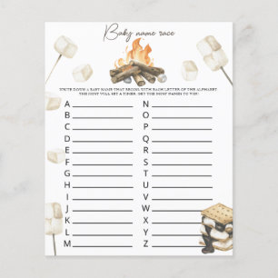Papier Baby shower de feu de camp - jeu de course de nom 