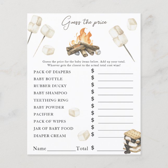 Papier Baby shower de feu de camp - Jeu de devis (Devant)