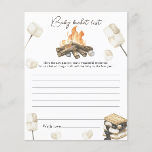 Papier Baby shower de feu de camp - Liste des seaux pour