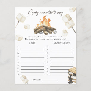 Papier Baby shower de feu de camp - Nom du jeu de chanson