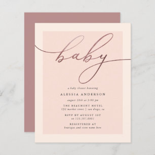 Papier Baby shower de fille de type or Rose Blush Budget