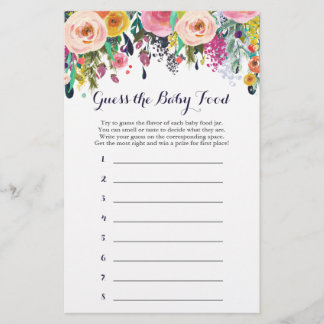 Papier Baby shower de fleurs Guess the Baby Food Game