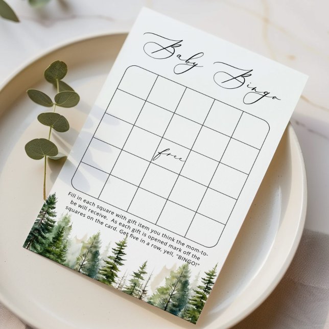 Papier Baby shower de forêt d'aventure jeu de bingo (Créateur téléchargé)