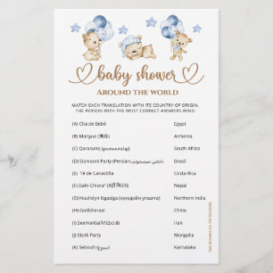 Papier Baby shower de garçon d'ours en peluche autour du 
