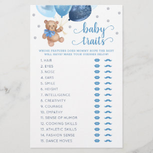 Papier Baby shower de jeu Teddy Bear Baby Traits