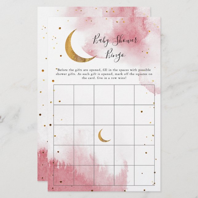 Papier Baby shower de la Lune rose Jeu (Devant / Derrière)