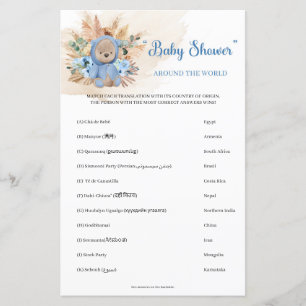 Papier Baby shower de la Pampa Teddy Bear autour du monde