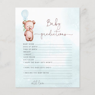 Papier Baby shower de l'ours Jeu prédictions de bébé