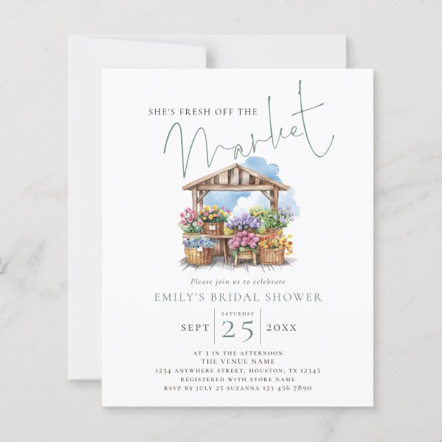 Papier Baby Shower de mariage Budget She's Fresh Off the  (Devant)