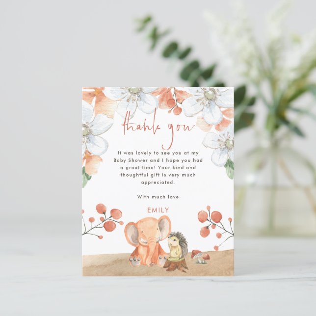 Papier Baby shower de Merci de l'éléphant budgétaire (Debout devant)