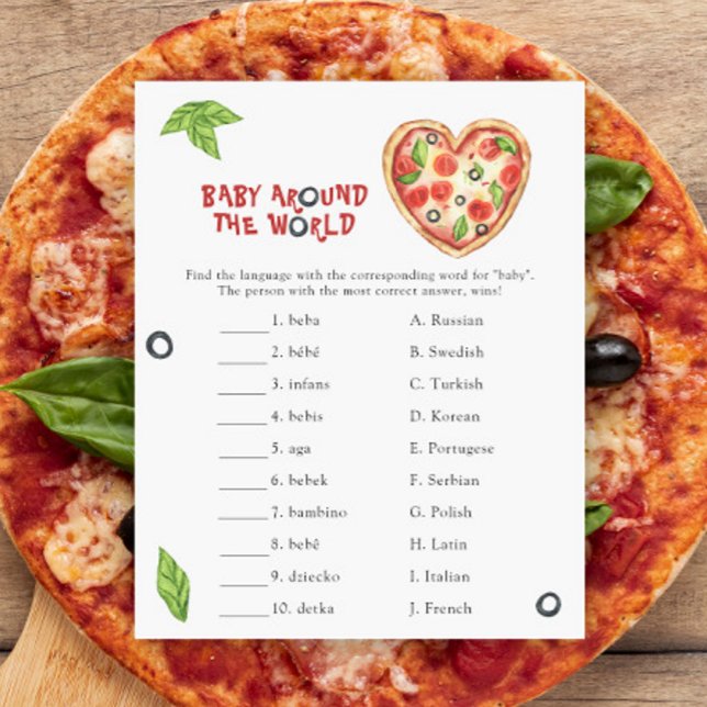 Papier Baby shower de pizza - bébé dans le monde jeu (Créateur téléchargé)