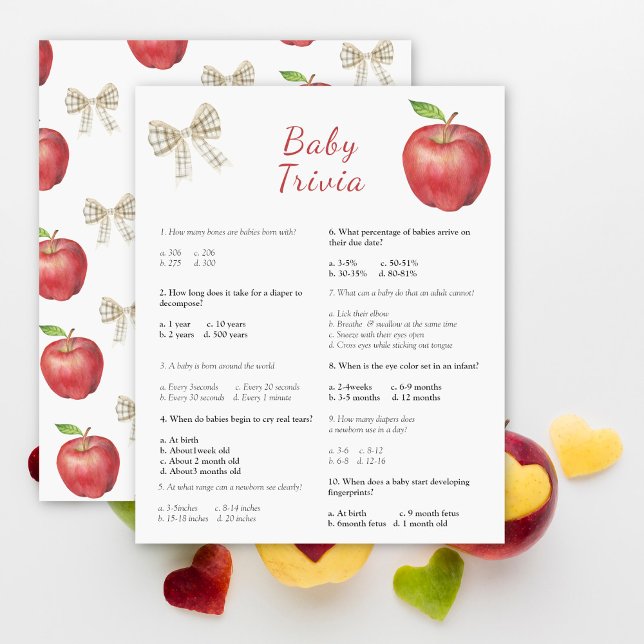 Papier baby shower de pomme Trivia | Jeu baby shower (Créateur téléchargé)