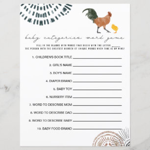 Papier Baby shower de poulet Catégories Jeu de mots