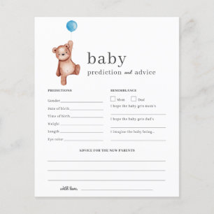 Papier Baby shower de prédiction et conseil pour bébé Jeu