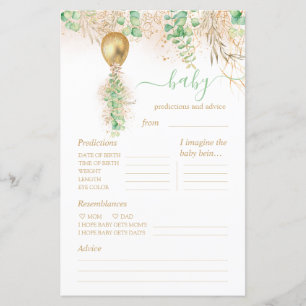 Papier Baby shower de prédictions et conseils pour bébés 