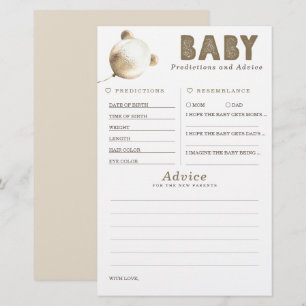 Papier Baby shower de prédictions et conseils pour bébés 