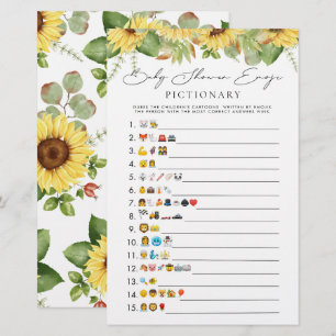Papier Baby shower de tournesol vert Emoji Jeu