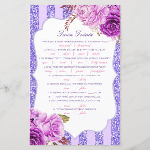 Papier Baby shower de Trivia Twin pour bébé modifiable av