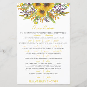Papier Baby shower de Trivia Twin pour bébé modifiable av