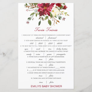 Papier Baby shower de Trivia Twin pour bébé modifiable av