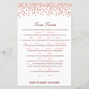 Papier Baby shower de Trivia Twin pour bébé modifiable av