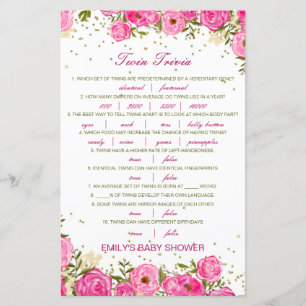Papier Baby shower de Trivia Twin pour bébé modifiable av