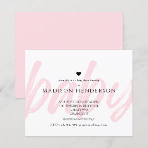 Papier Baby shower de typographie minimaliste rose modern