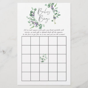 Papier Baby shower de verdure Eucalyptus Lavender Bingo