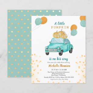 Papier Baby shower de voiture Citrouille Blue Gold